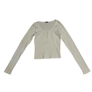 Women's Ribbed Long Sleeve Top - Cream